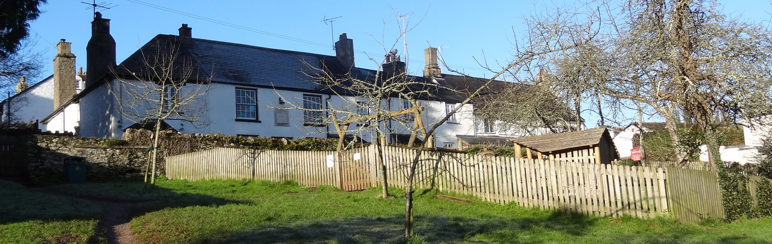 Church houses and playground in Stoke Gabriel