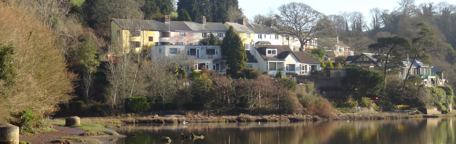 Houses overlooking Mill Pond at Stoke Gabriel